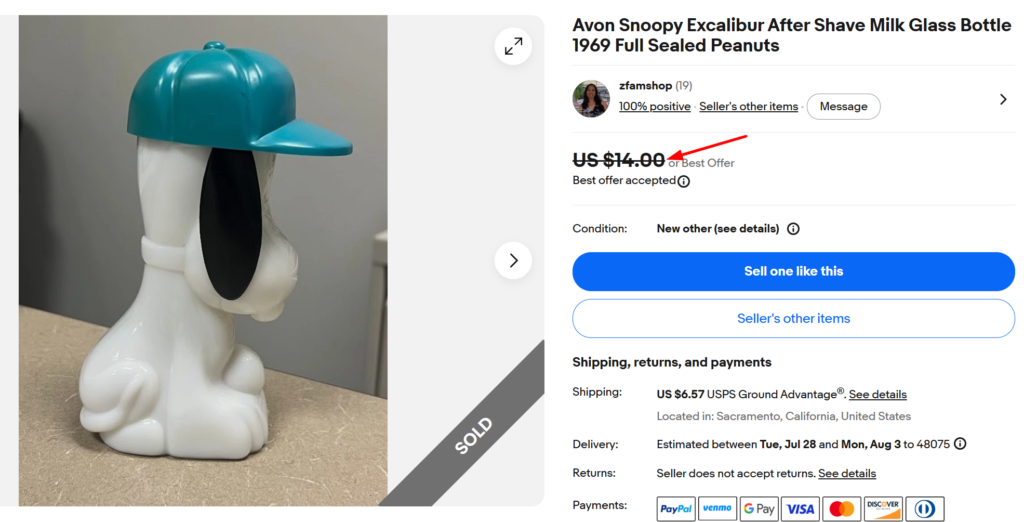 Avon Snoopy Peanuts Character Bottle