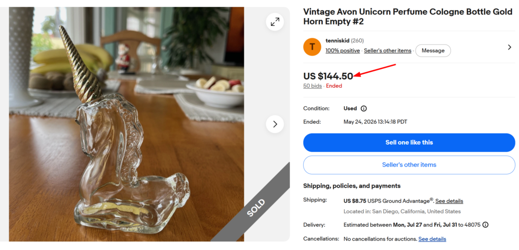 Avon Unicorn Cologne Bottle