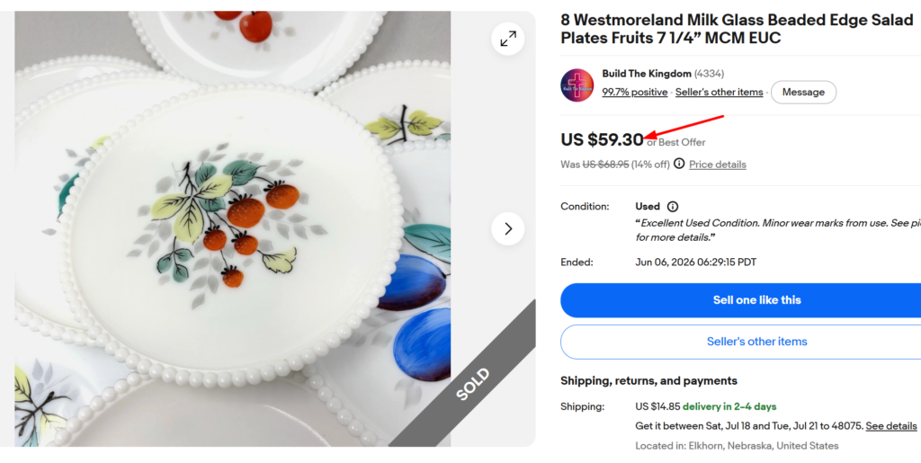 Beaded Edge Milk Glass Plate with Fruit