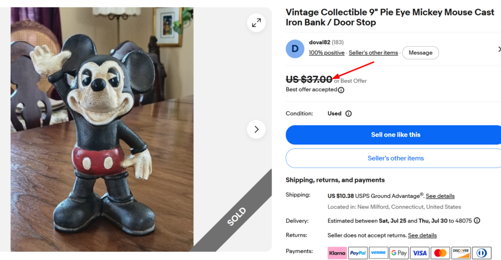 Cast Iron Mickey Mouse Piggy Bank