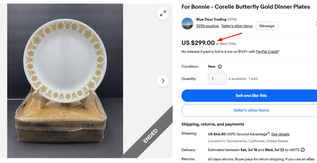 Corelle Butterfly Gold Plates