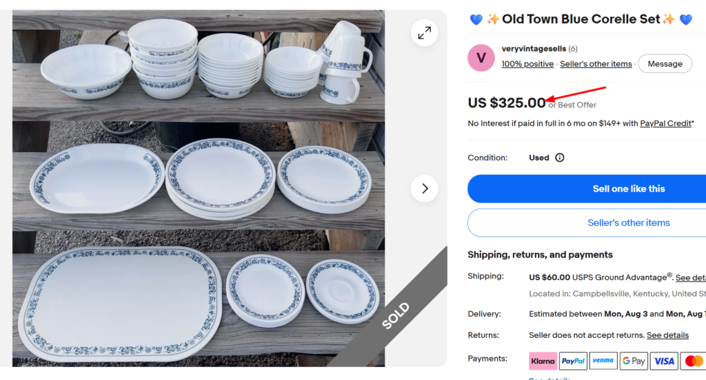 Corelle Old Town Blue Full Dinner Set