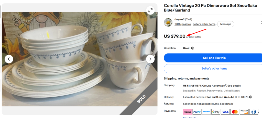Corelle Snowflake Blue Garland Dinnerware