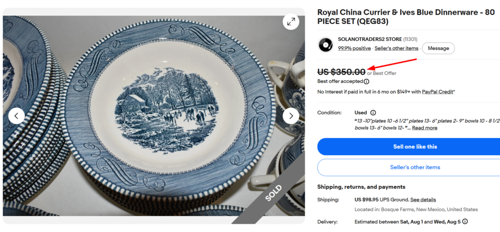 Currier and Ives Blue Full Dinner Set by Royal China