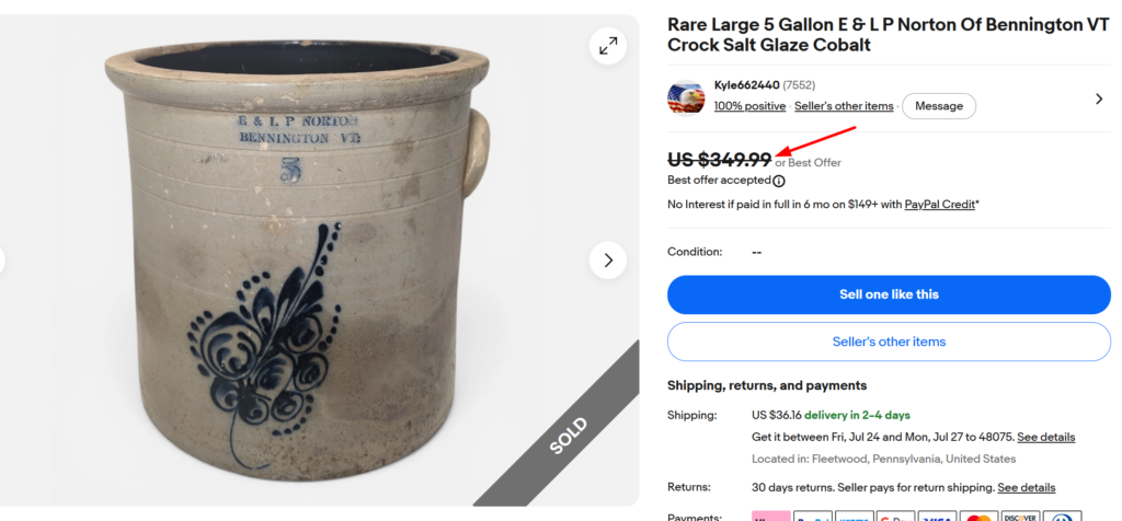 E. & L.P. Norton Bennington Floral Crock