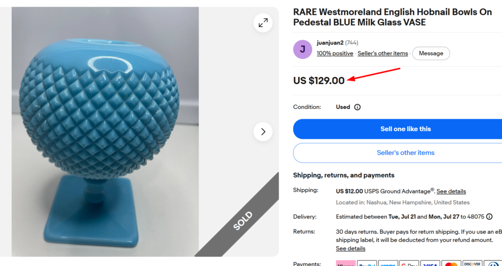 English Hobnail Cobalt Blue Vase