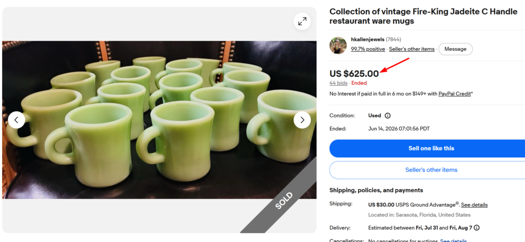 Fire King Jadeite C Handle Mugs