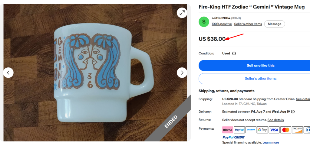 Fire King Signs of the Zodiac Mugs