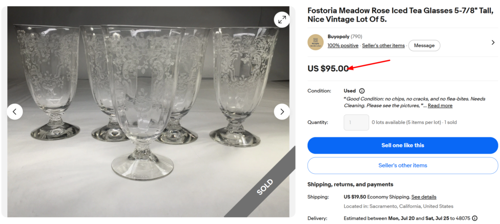 Fostoria Meadow Rose Iced Tea Glasses