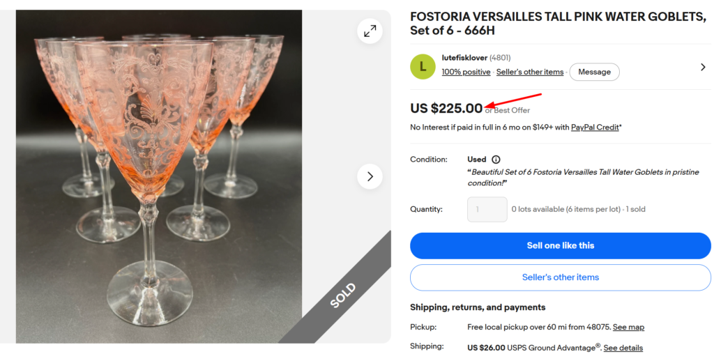 Fostoria Versailles Pink Water Goblets