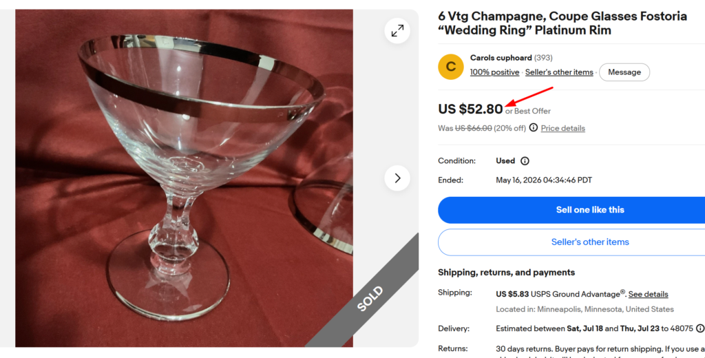 Fostoria Wedding Ring Crystal Stemware Set