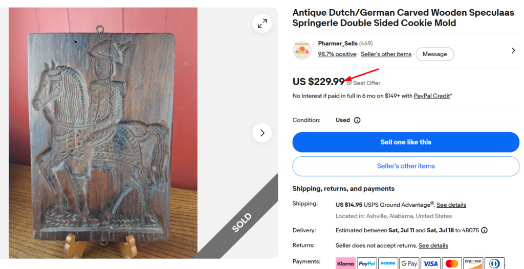 German Springerle Wooden Cookie Mold