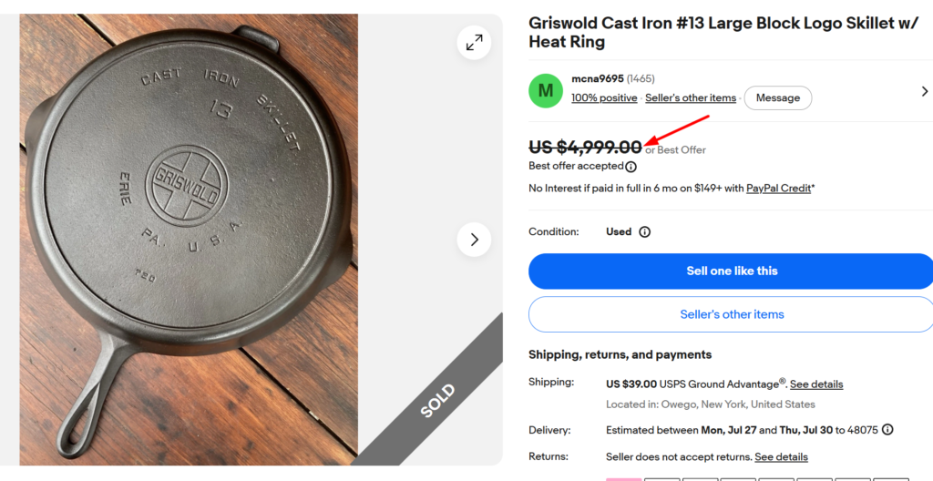 Griswold Cast Iron Skillet