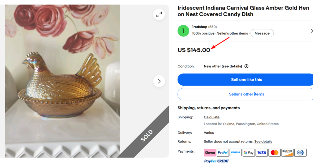Indiana Glass Amber Hen on Nest Candy Dish