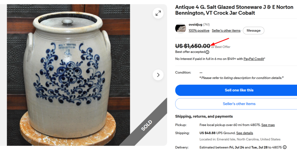 J. & E. Norton Bennington Floral Crock
