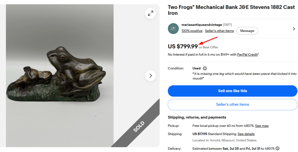 J. & E. Stevens Cast Iron Mechanical Bank