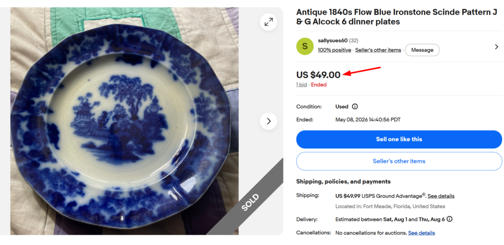 J. & G. Alcock Flow Blue Scinde Plates