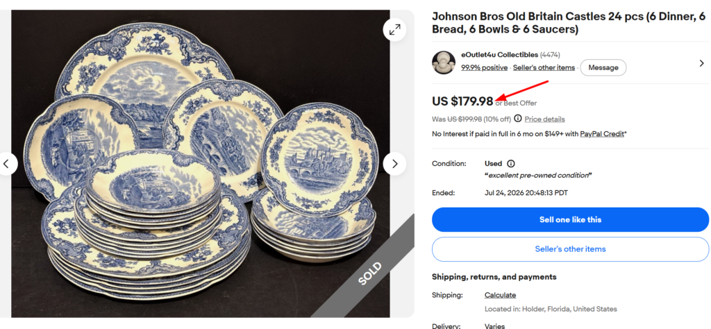 Johnson Brothers Old Britain Castles Blue Set