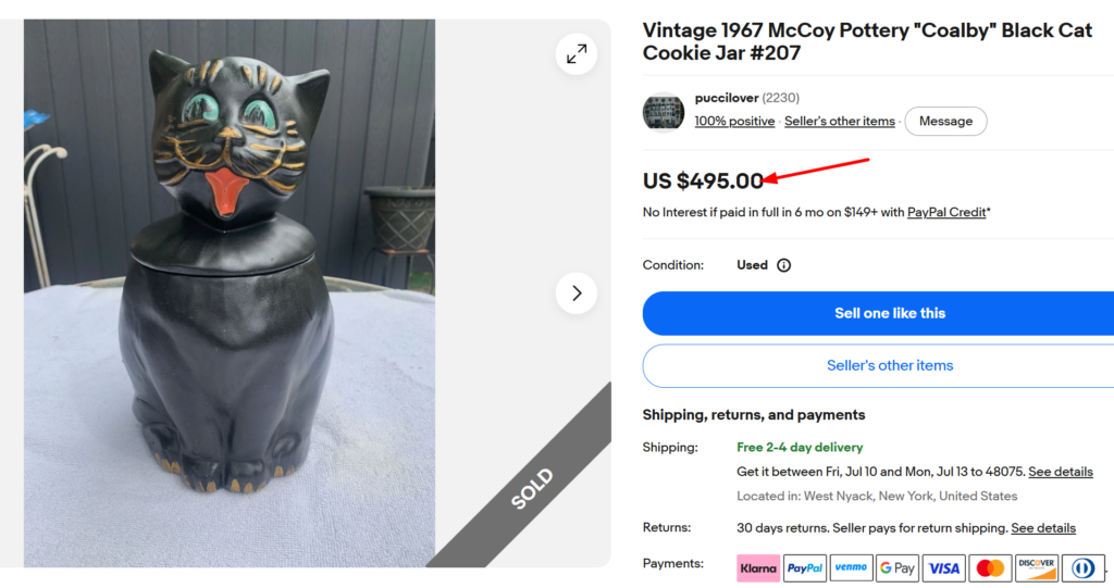 McCoy Coalby Black Cat Cookie JAr