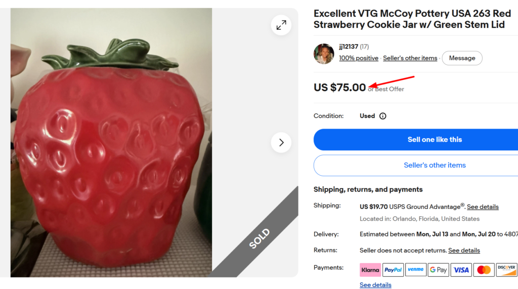 McCoy Strawberry Cookie Jar #263