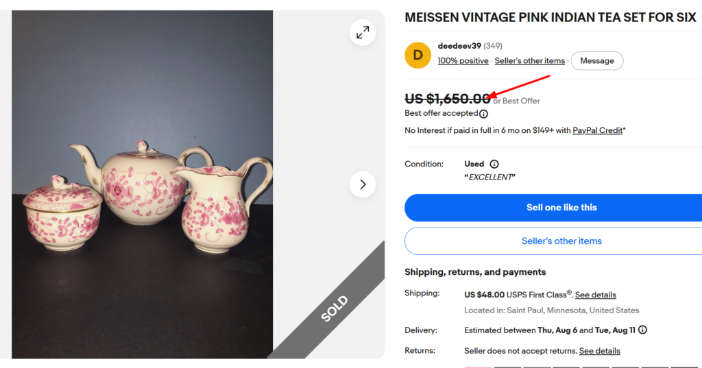Meissen Pink Indian Tea Set