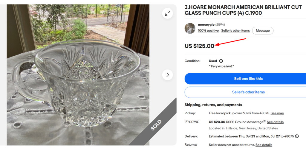 Monarch Cut Glass Punch Cups