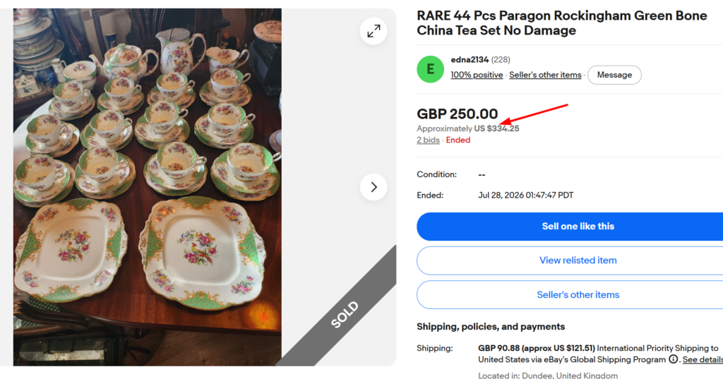 Paragon Rockingham Green Tea Set