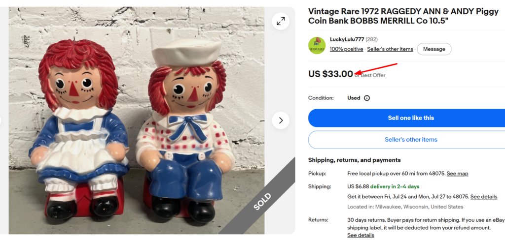 Raggedy Ann & Andy Ceramic Piggy Banks