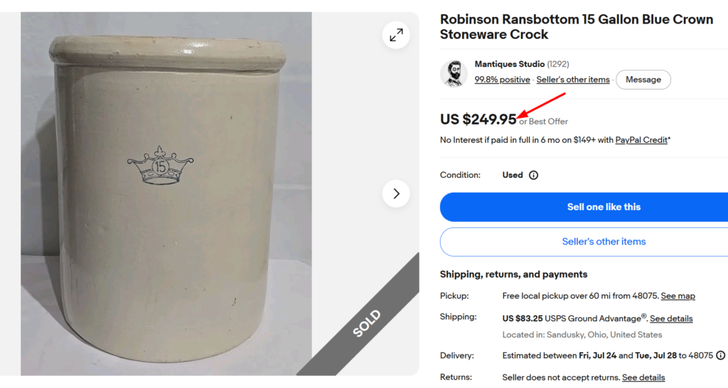 Robinson Ransbottom Blue Crown Crock