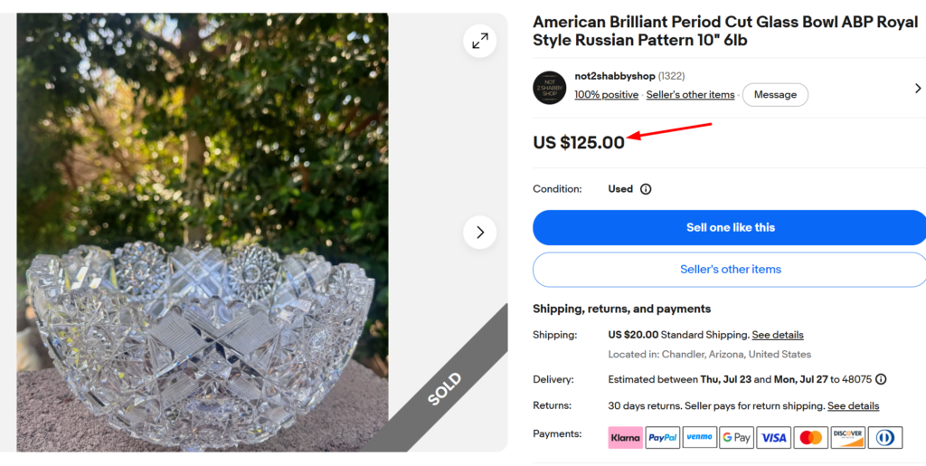 Russian Pattern Cut Glass Bowl