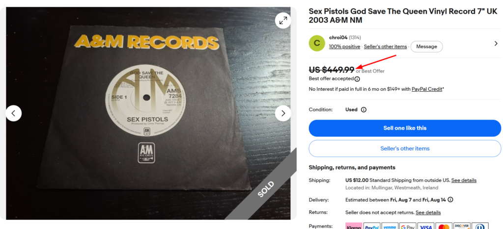 Sex Pistols God Save the Queen Vinyl
