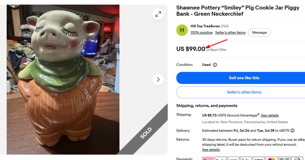 Shawnee Pottery Smiley Pig Piggy Bank