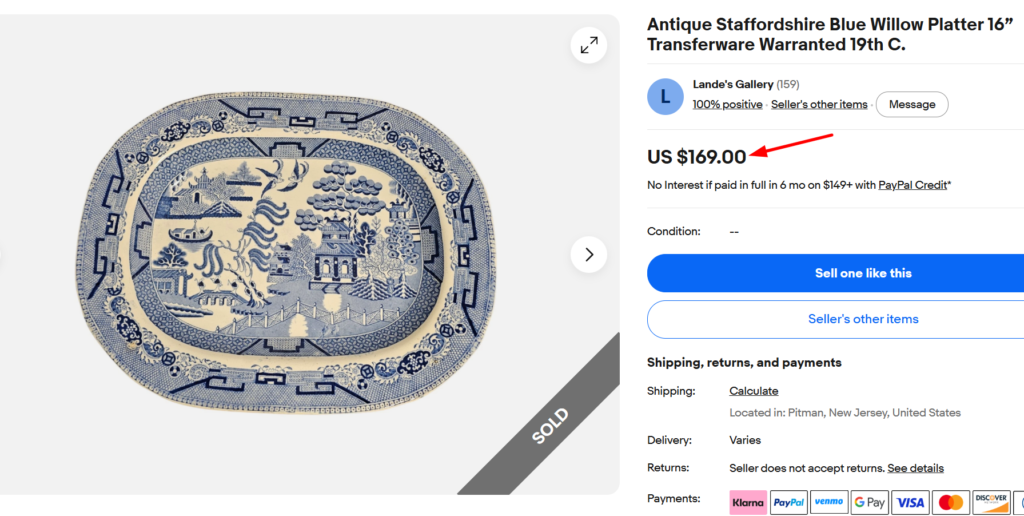 Staffordshire Blue Willow Transferware Platter