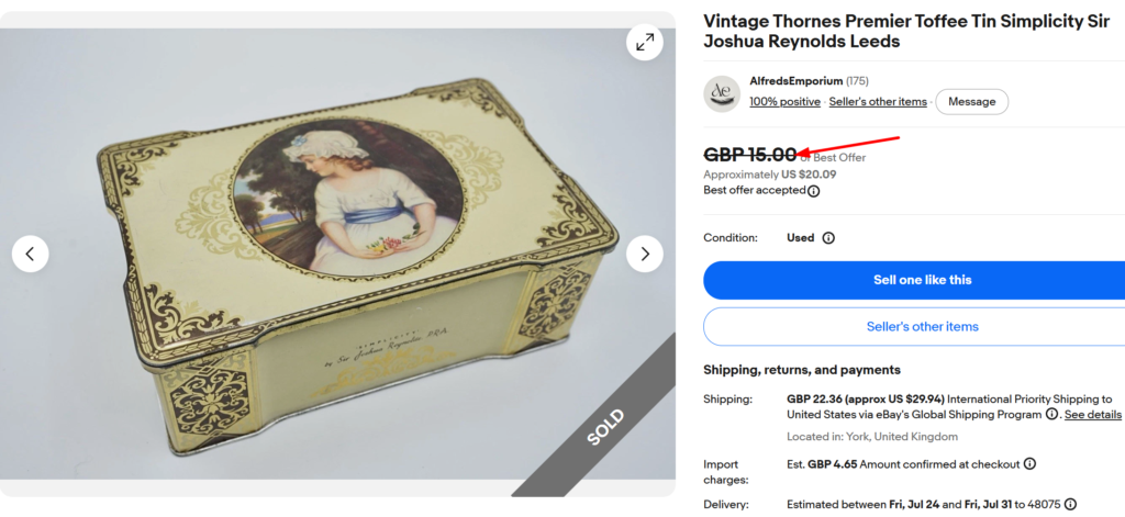 Thorne's Premier Toffee Tin