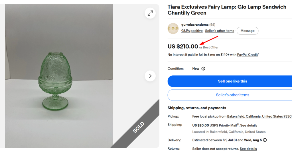 Tiara Chantilly Green Sandwich Fairy Lamp