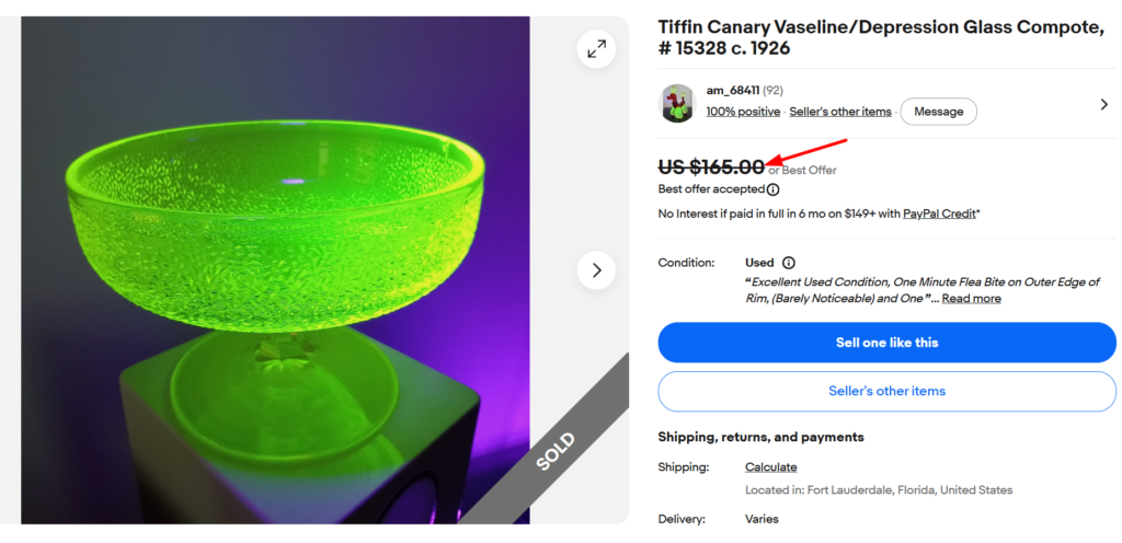 Tiffin Vaseline Glass Compote