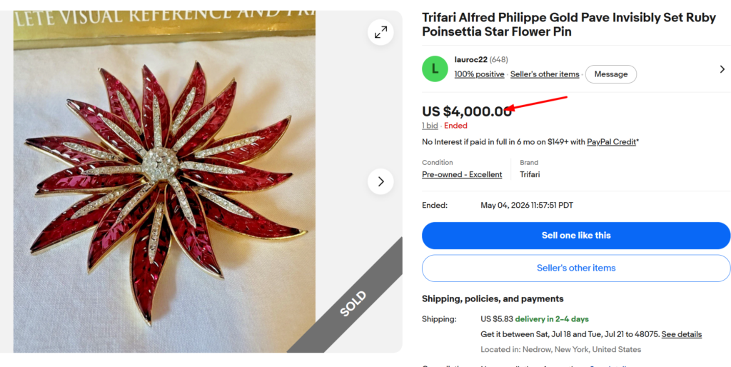 Trifari Alfred Philippe Poinsettia Star Brooch