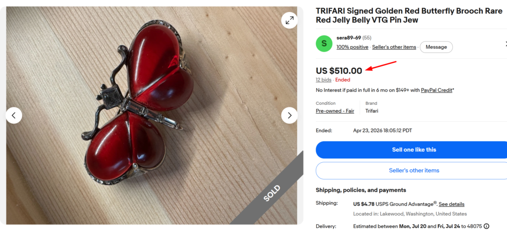 Trifari Butterfly Brooch