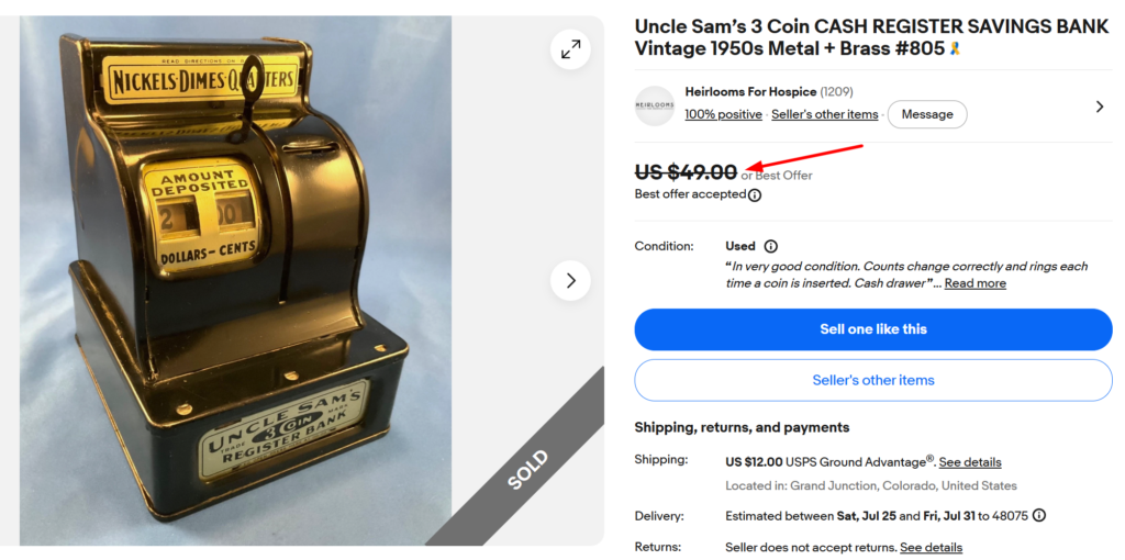 Uncle Sam 3 Coin Cash Register Bank