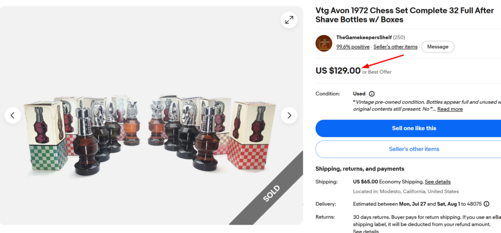 Vintage Avon Chess Bottles