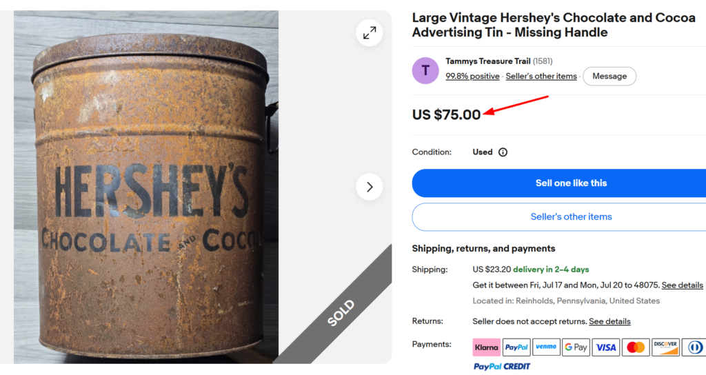 Vintage Hershey Cocoa Tin