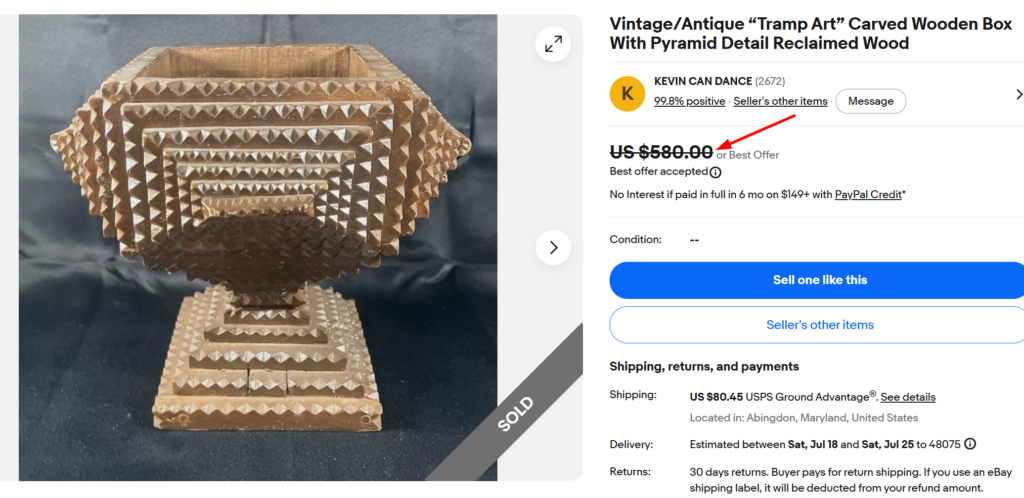 Vintage Tramp Art Wooden Box