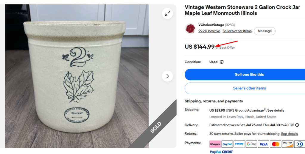 Western Stoneware Maple Leaf Crock