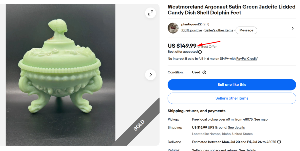 Westmoreland Argonaut Shell Lidded Candy Dish