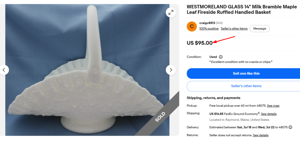 Westmoreland Milk Glass Bramble Basket