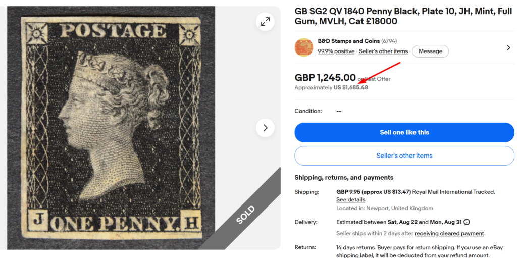 1840 Great Britain Penny Black