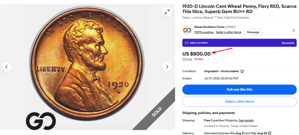 1920 D Red Penny