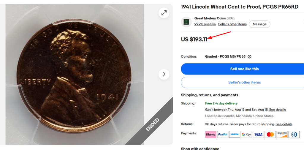 1941 Proof Wheat Penny