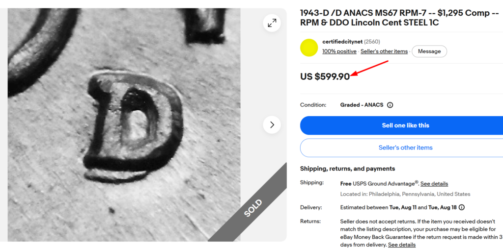 1943-D Repunched Mint Mark Cent