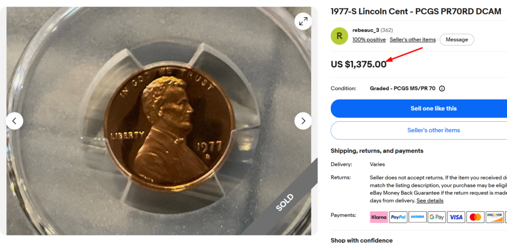 1977 S Proof Penny